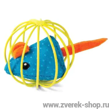 Игрушка "Мышка в шаре", для кошек, полиэстер/металл, 6,3 см