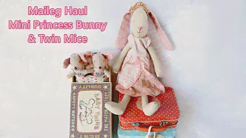 Maileg Toy Haul - Mini Princess Bunny, Twin Mice and Tin Suitcase Stuffed animals Dollhouse